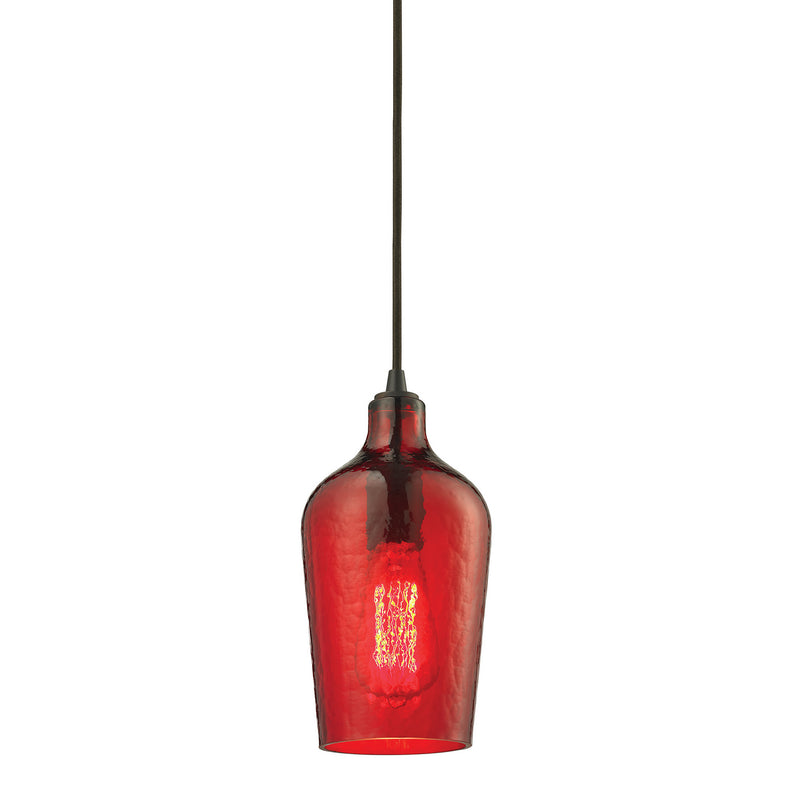Hammered Glass 1-Light Mini-Pendant in Oil Rubbed Bronze - Lamps Expo