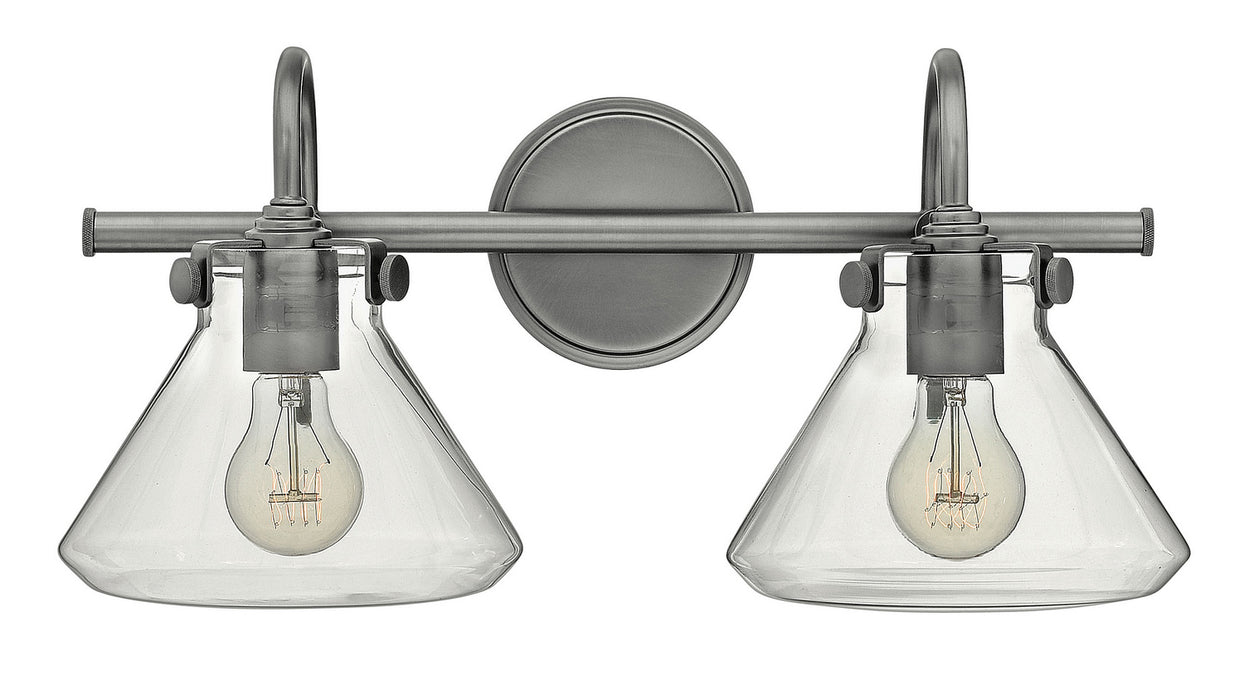 Congress Small Retro Glass Two Light Vanity in Antique Nickel - Lamps Expo