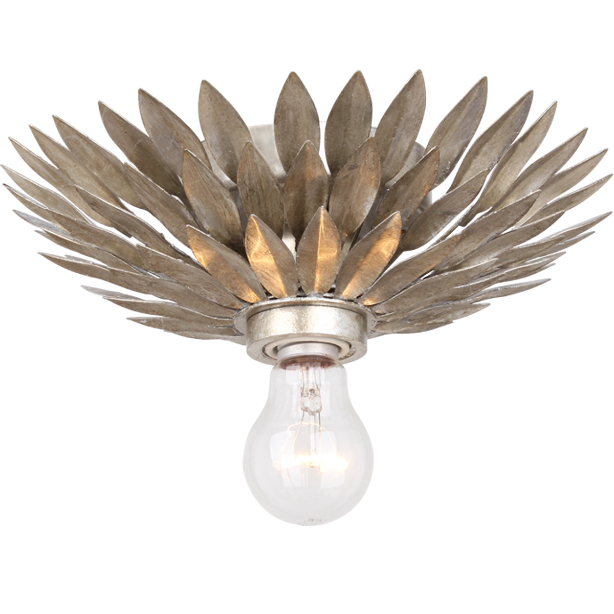 Broche 1 Light Ceiling Mount in Antique Silver - Lamps Expo