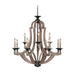 Winton 12 Light Chandelier in Weathered Pine/Bronze