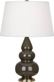Robert Abbey (TE30X) Small Triple Gourd Accent Lamp with Pearl Dupioni Fabric Shade