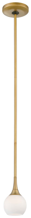 Pontil 1 Light Mini Pendant in Honey Gold with Etched Opal