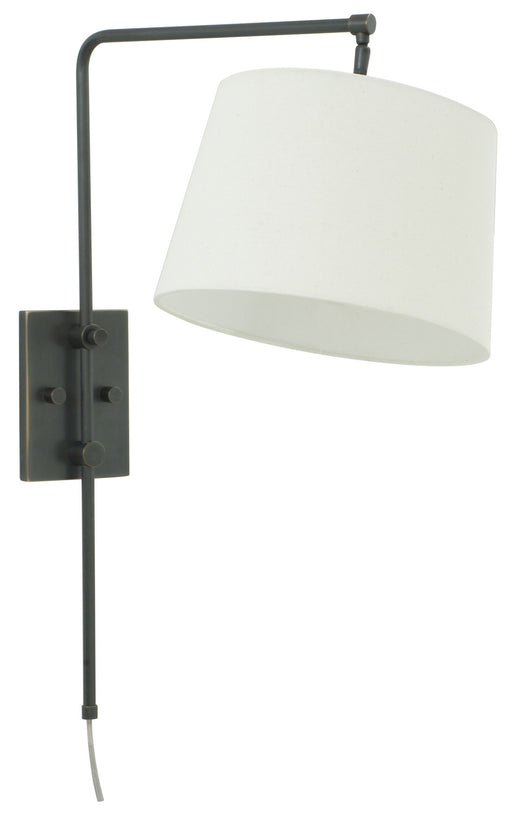 Crown Point Oil Rubbed Bronze Wall Bridge Lamp with Off-White Linen Hardback