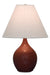Scatchard 19 Inch Stoneware Accent Lamp in Copper Red with Cream Linen Hardback