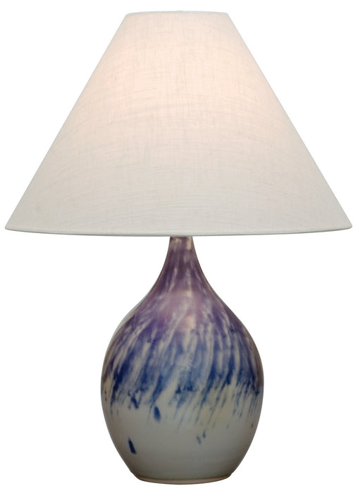 Scatchard 22.5 Inch Stoneware Table Lamp in Decorated Gray with Cream Linen Hardback