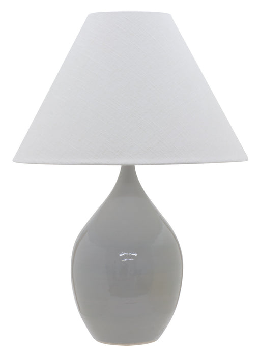 Scatchard 28 Inch Stoneware Table Lamp in Gray Gloss with Cream Linen Hardback