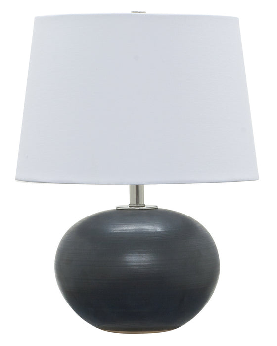Scatchard 17 Inch Stoneware Table Lamp in Black Matte with White Linen Hardback