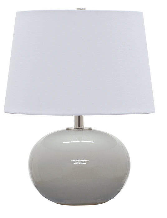 Scatchard 17 Inch Stoneware Table Lamp in Gray Gloss with White Linen Hardback