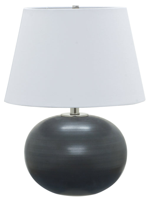 Scatchard 22 Inch Stoneware Table Lamp in Black Matte with White Linen Hardback