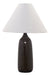 Scatchard 25 Inch Stoneware Table Lamp in Brown Gloss with Cream Linen Hardback