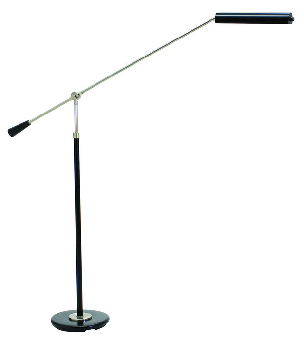 Grand Piano Counter Balance LED Floor Lamp in Black with Satin Nickel Accents
