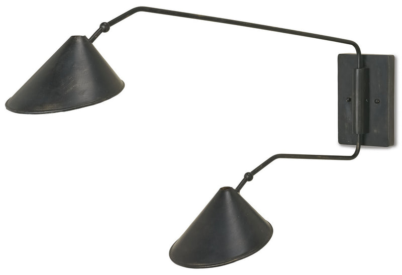 Serpa 2 Light Wall Sconce in French Black & Gold Leaf