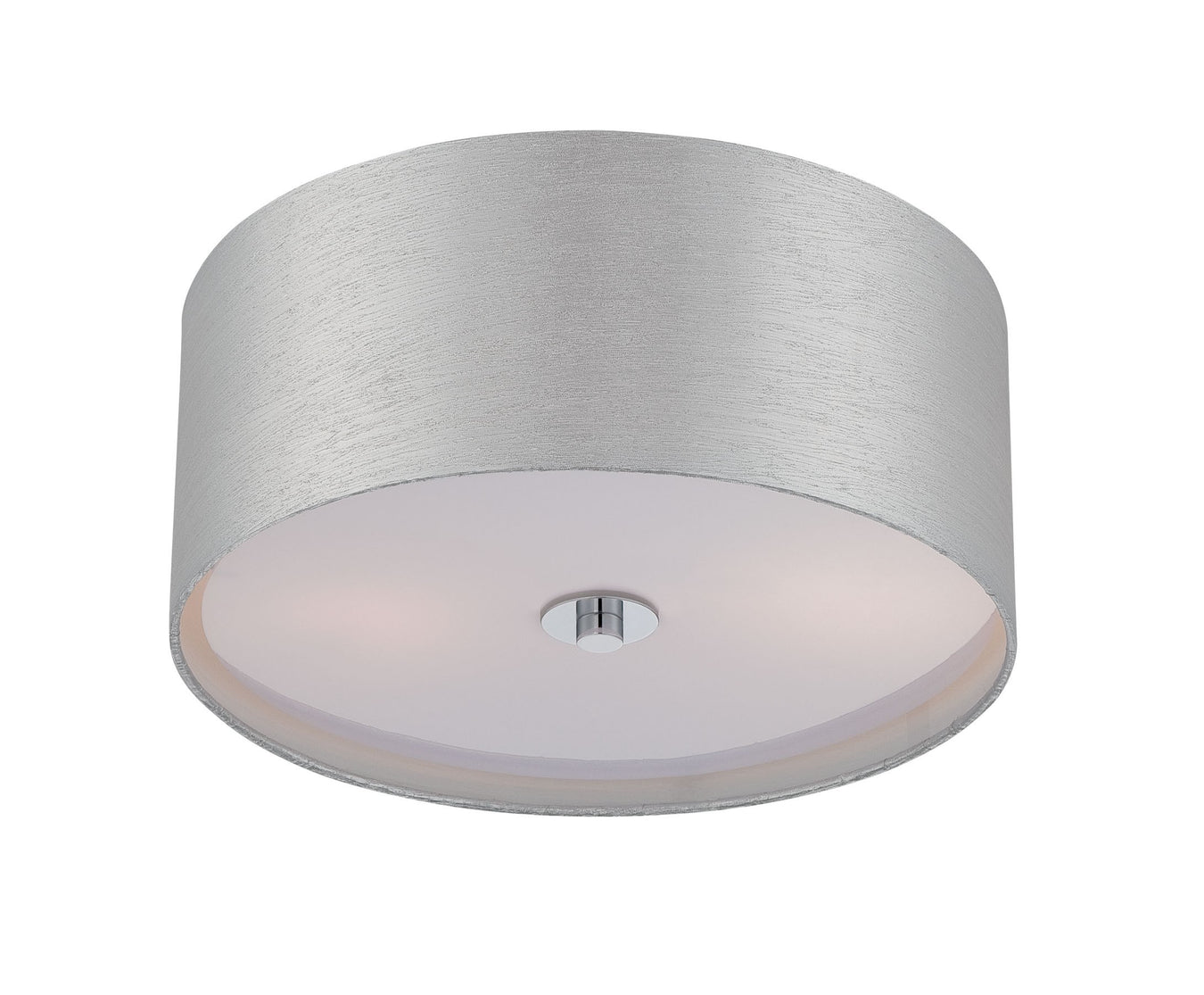 Silvain Flush Mount in Chrome Silver Fabric Shade, E27 Type A 60Wx2