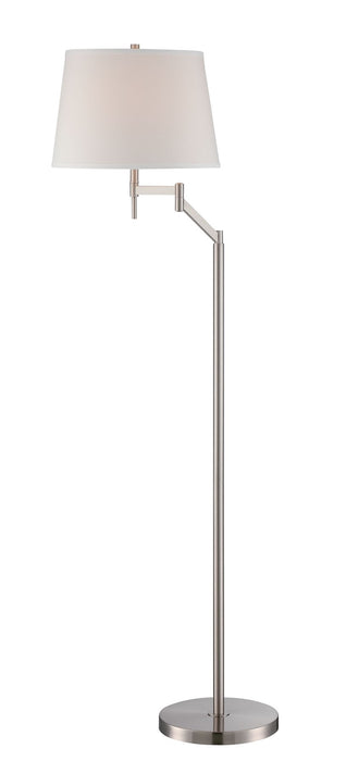 Eveleen Floor Lamp in Polished Steel with White Fabric Shade, E27 Type A 100W