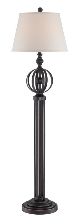 Marquette Floor Lamp in Dark Bronze Fabric Shade, E27, CFL 25 with 3-Way