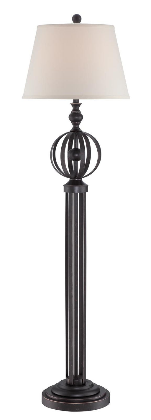 Marquette Floor Lamp in Dark Bronze Fabric Shade, E27, CFL 25 with 3-Way