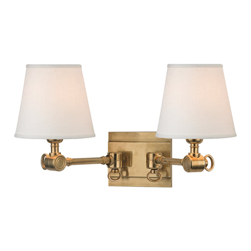 Hillsdale 2 Light Wall Sconce in Aged Brass