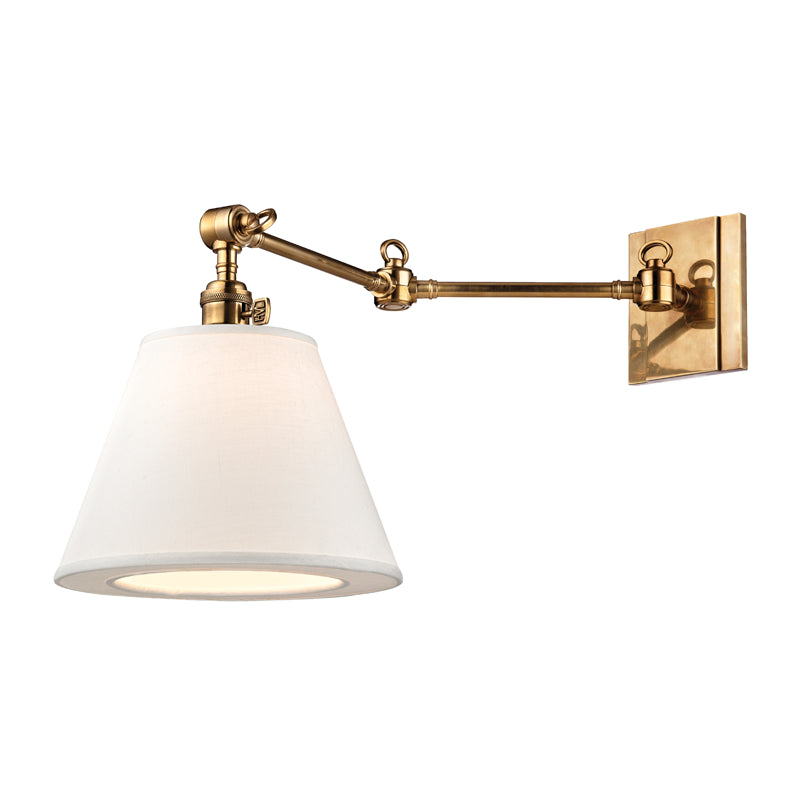 Hillsdale 1 Light Swing Arm Wall Sconc in Aged Brass
