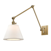 Hillsdale 1 Light Swing Arm Wall Sconc in Aged Brass