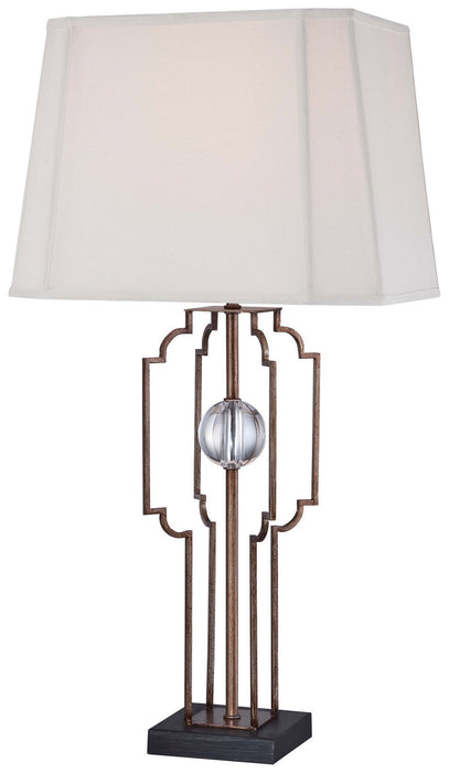 1-Light Table Lamp with Cream Linen Fabric Shade