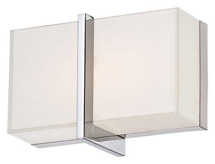 High Rise LED Bath Vanity in Chrome & Mitered White Glass