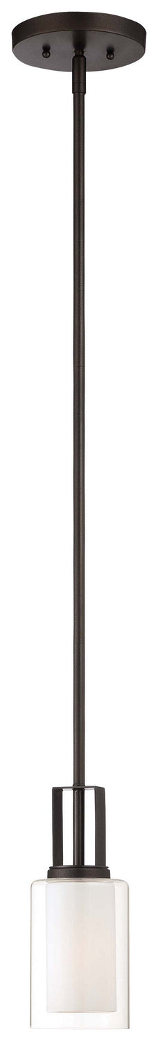 Parsons Studio 1-Light Mini-Pendant in Smoked Iron & Etched White Glass