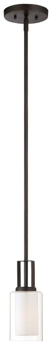 Parsons Studio 1-Light Mini-Pendant in Smoked Iron & Etched White Glass
