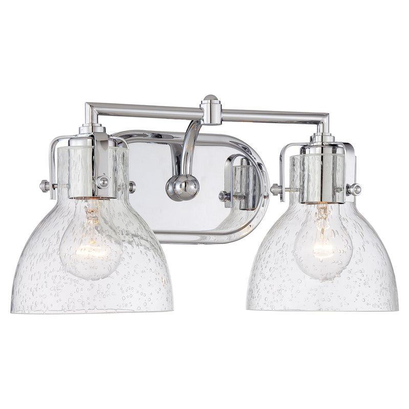 2-Light Bath Vanity in Chrome & Clear Seedy Glass - Lamps Expo