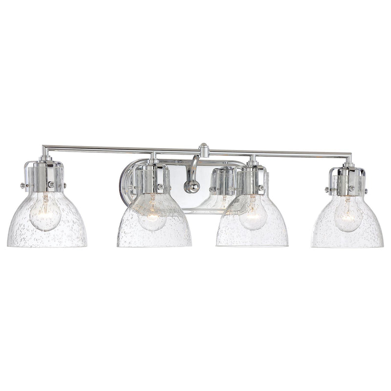 4-Light Bath Vanity in Chrome & Clear Seedy Glass - Lamps Expo
