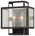 Camden Square 2-Light Wall Sconce in Aged Charcoal & Clear Seeded Glass