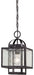 Camden Square 1-Light Mini-Pendant in Aged Charcoal & Clear Seeded Glass