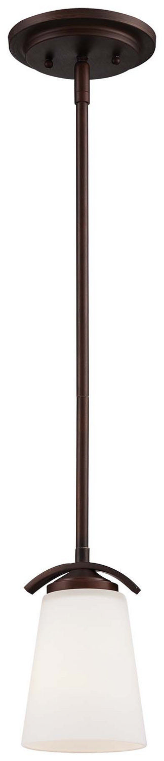 Overland Park 1-Light Mini-Pendant in Vintage Bronze & Etched White Glass