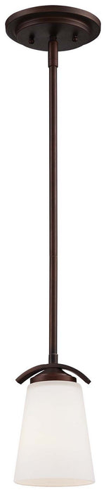Overland Park 1-Light Mini-Pendant in Vintage Bronze & Etched White Glass