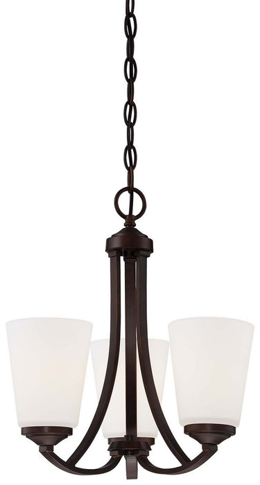 Overland Park 3-Light Mini-Chandelier in Vintage Bronze & Etched White Glass