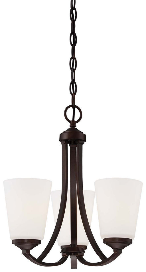 Overland Park 3-Light Mini-Chandelier in Vintage Bronze & Etched White Glass