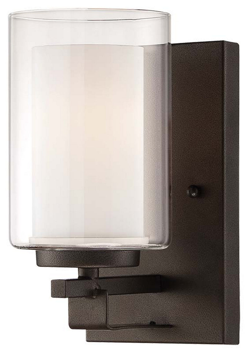 Parsons Studio 1-Light Bath Vanity in Smoked Iron & Etched White Glass - Lamps Expo