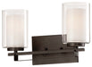 Parsons Studio 2-Light Bath Vanity in Smoked Iron & Etched White Glass
