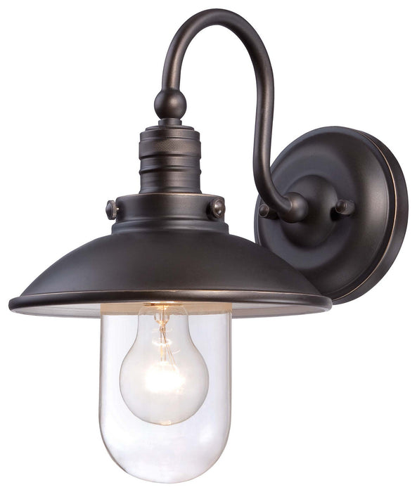 Downtown Edison 1-Light Wall Mount in Oil Rubbed Bronze with Gold Highlights & Clear Glass