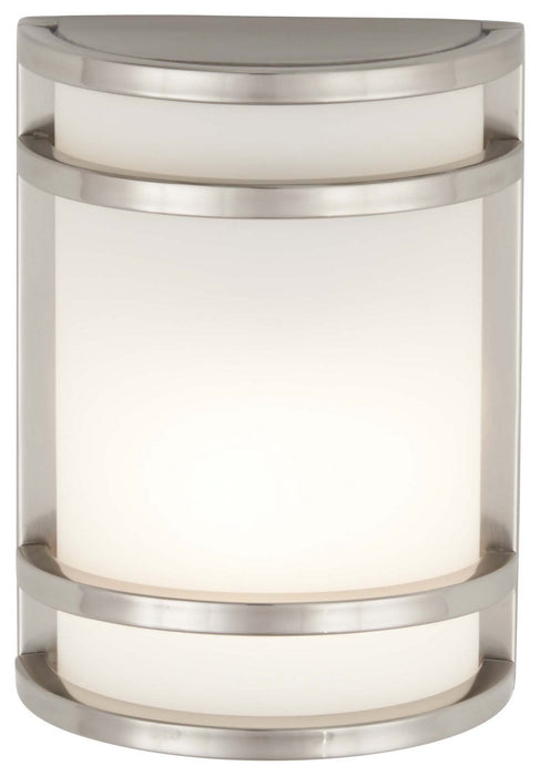 Bay View 1-Light Outdoor LED Pocket Lantern in Brushed Stainless Steel & Etched Opal Glass