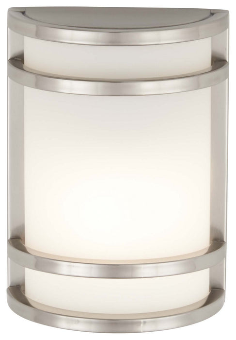 Bay View 1-Light Outdoor LED Pocket Lantern in Brushed Stainless Steel & Etched Opal Glass