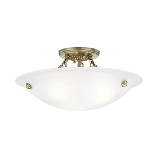 Oasis 3 Light Ceiling Mount in Antique Brass