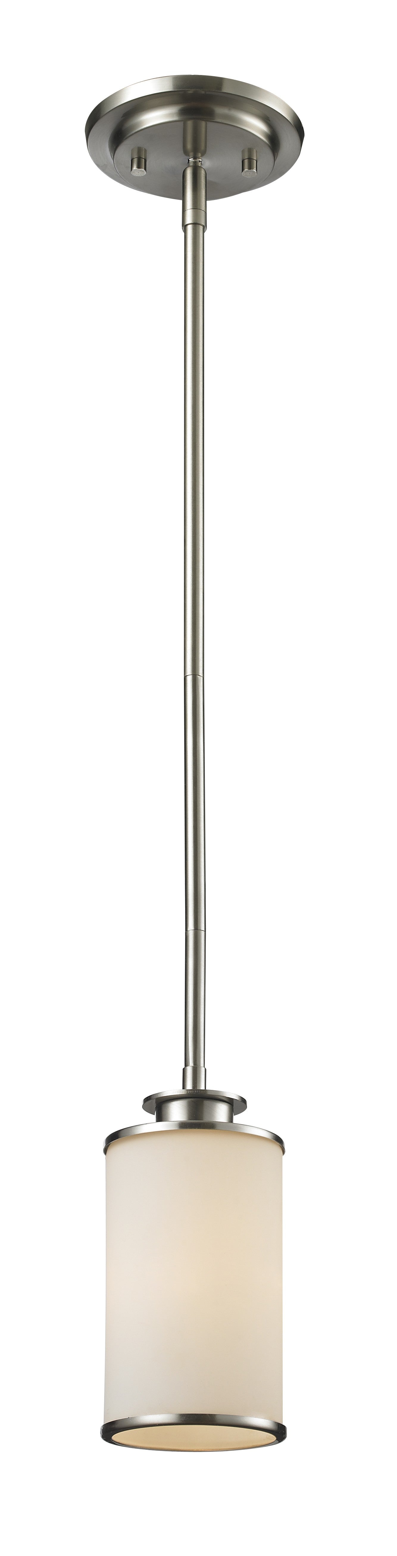 Savannah 1 Light Mini Pendant in Brushed Nickel with Matte Opal Glass