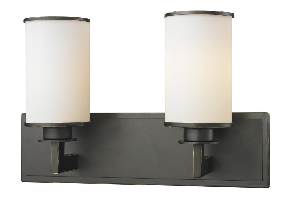Savannah 2 Light Vanity in Olde Bronze with Matte Opal Glass