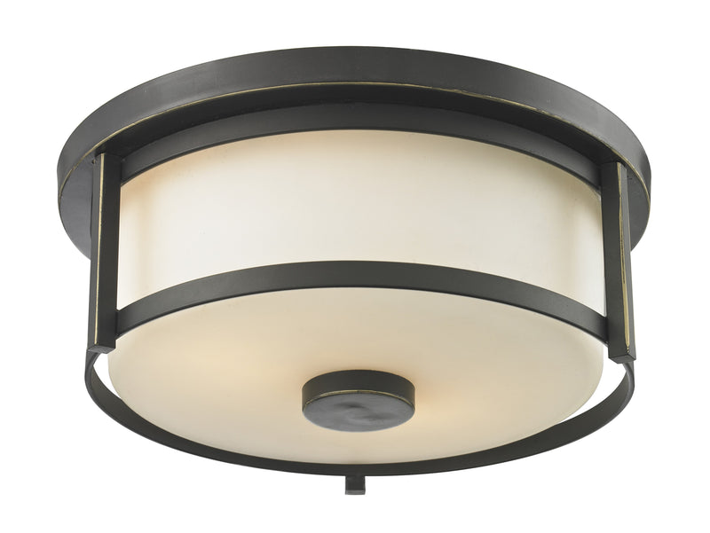 Savannah 2 Light Flush Mount in Olde Bronze with Matte Opal Glass