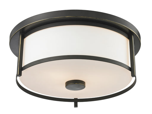 Savannah 2 Light Flush Mount in Olde Bronze with Matte Opal Glass