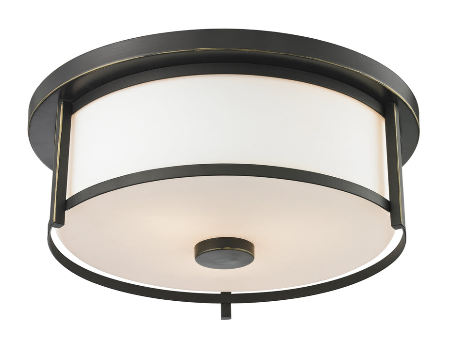 Savannah 2 Light Flush Mount in Olde Bronze with Matte Opal Glass