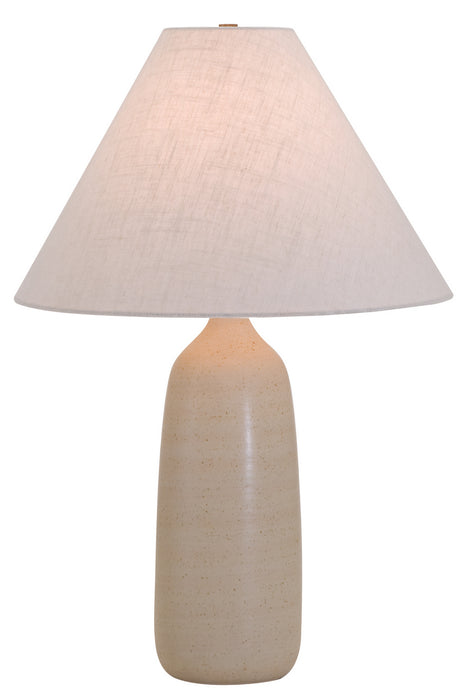 Scatchard 25 Inch Stoneware Table Lamp in Oatmeal with Cream Linen Hardback