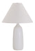 Scatchard 25 Inch Stoneware Table Lamp in White Matte with Cream Linen Hardback