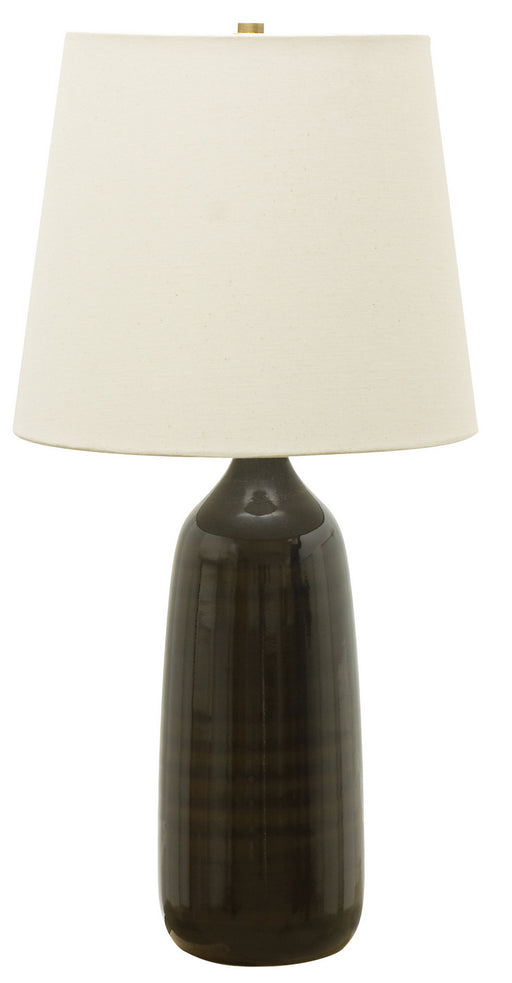 Scatchard 31 Inch Brown Gloss Table Lamp with Cream Linen Hardback
