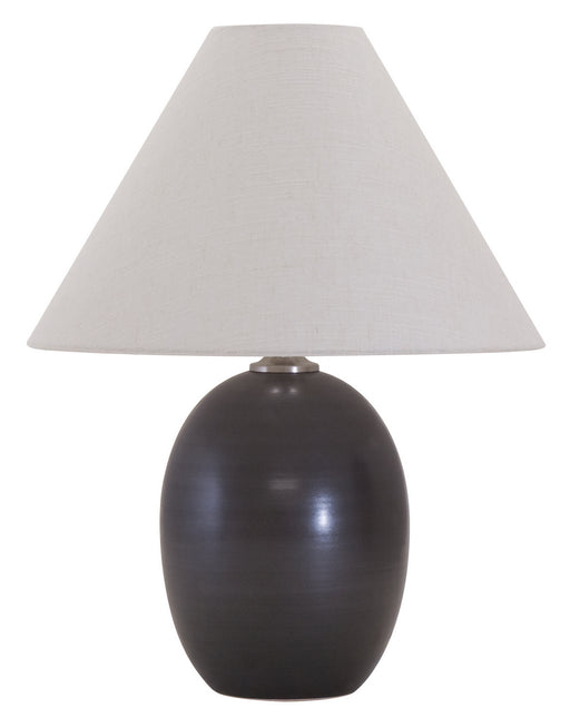 Scatchard 22.5 Inch Stoneware Table Lamp in Black Matte with Cream Linen Hardback